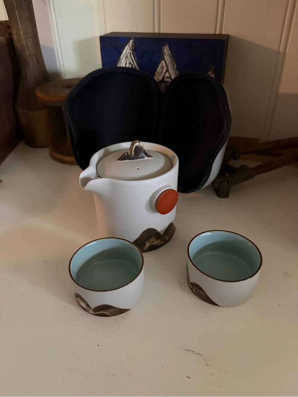 White Ceramic Teapot Set with Two Cups - Elegant Home Kitchen Tea Set